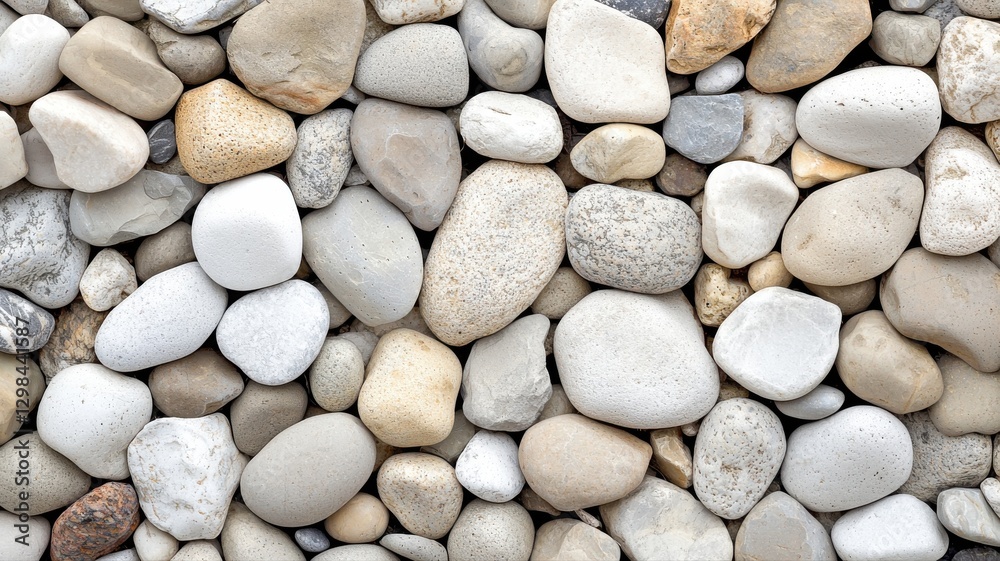 Smooth pebbles arrangement in natural stone mosaic background, earthy texture and calming design. Smooth pebbles arrangement in natural stone mosaic background, earthy texture and calming design.