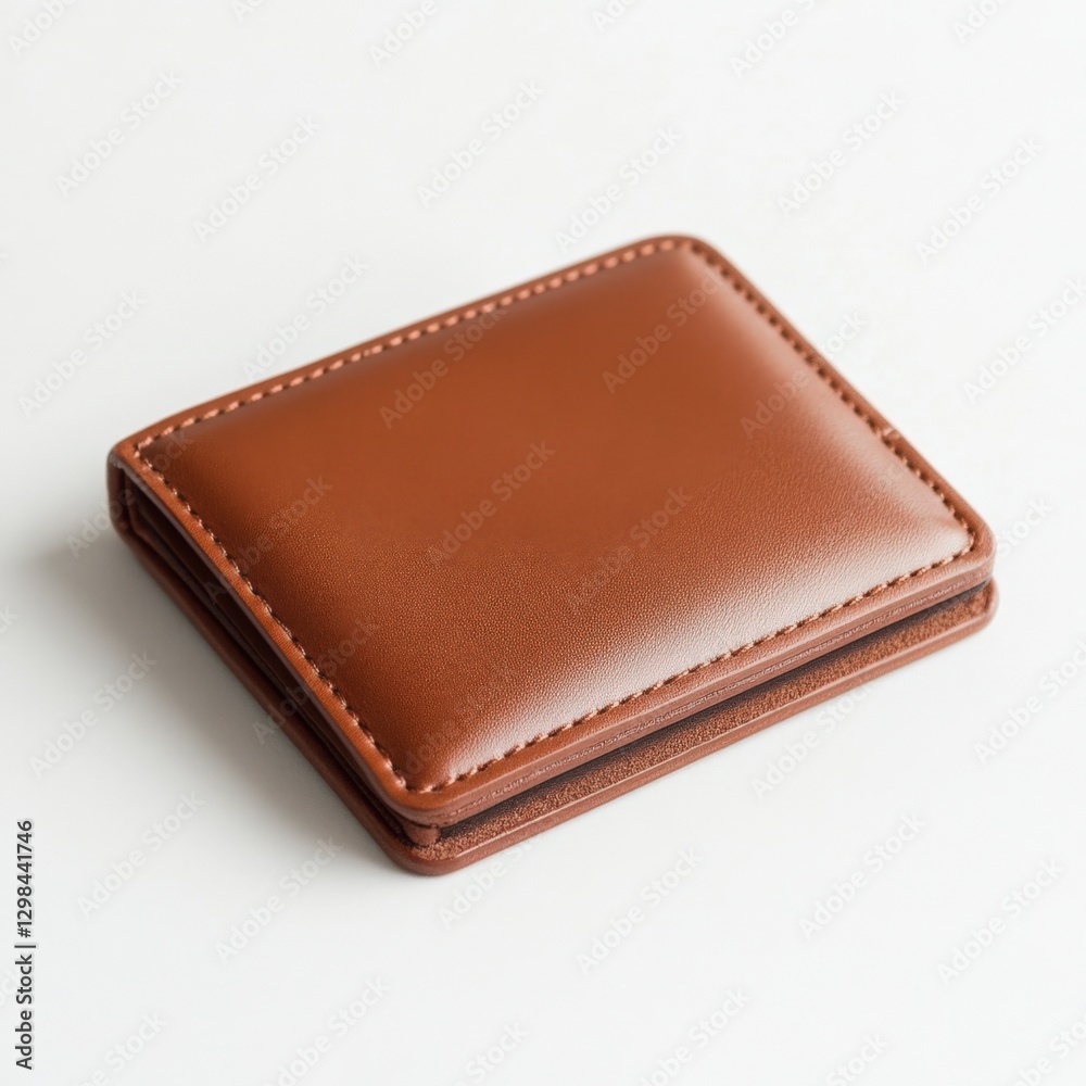 Brown Leather Wallet on White Background Brown Leather Wallet on White Background