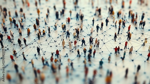 Many people connected to each other. Aerial network with a crowd of people. Generative ai generating connections. Numerous individuals were linked lifestyle to one another.