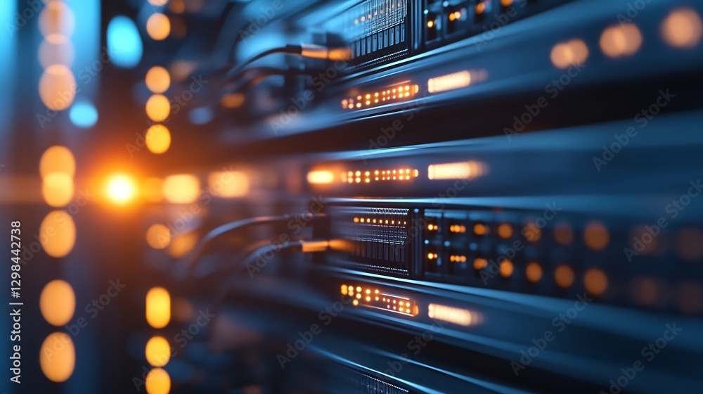 Naklejka premium secure digital network with encryption and AI-powered data transfer