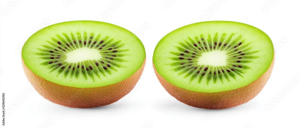 Fototapeta premium Two Halves of a Freshly Sliced Kiwi Fruit