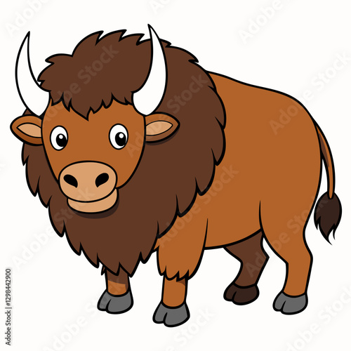 Bison character smiling against light background