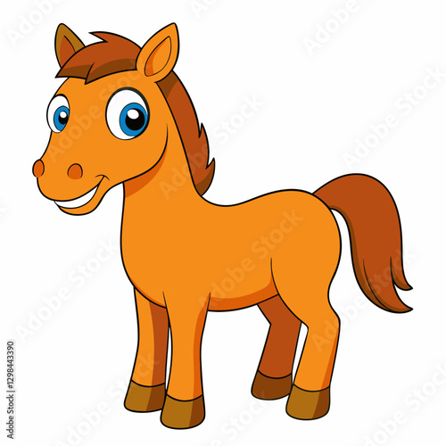 Cartoon horse smiling happily on white background