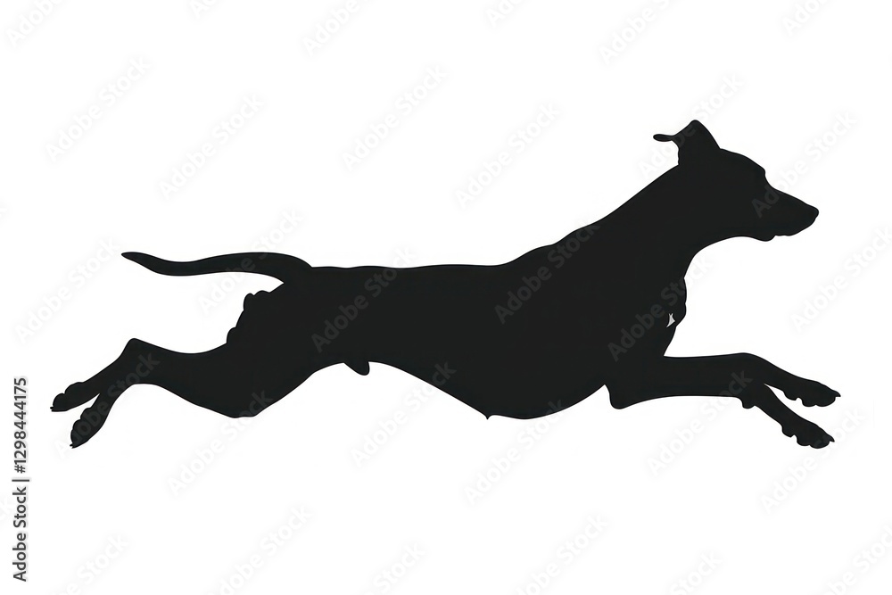 Fototapeta premium Doberman jumping silhouette illustration animal canine.
