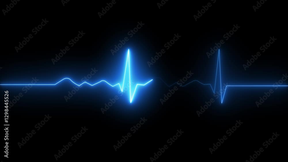 Abstract neon heartbeat signal icon animation heart beat heart  cardiac cardiogram cardiograph cardiology care line monitor heart rate.4k video
