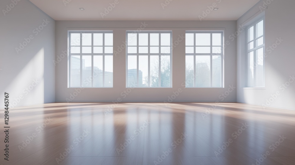 empty bright room with windows and wood floors empty bright room with windows and wood floors