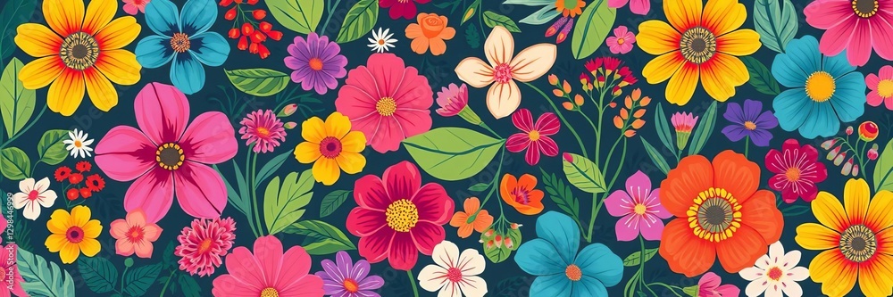 Seamless botanical pattern with summer flowers and abstract lines, background, abstract Seamless botanical pattern with summer flowers and abstract lines, background, abstract