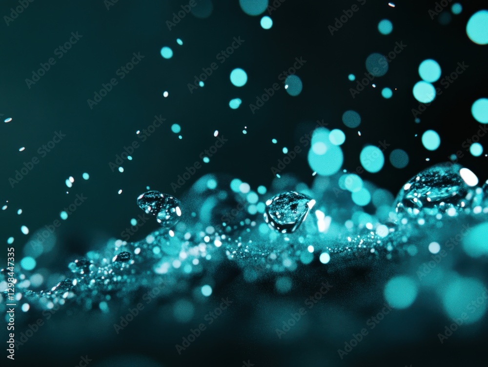 Water Droplets on a Surface in Teal Water Droplets on a Surface in Teal