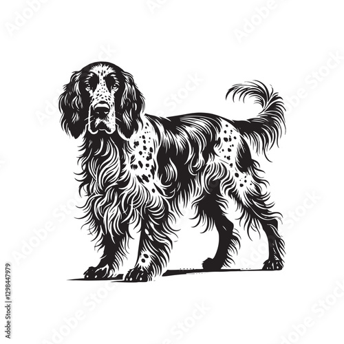 Minimalist English Setter Dog Silhouette - English Setter  Dog Vector - Illustration of English Setter Dog.