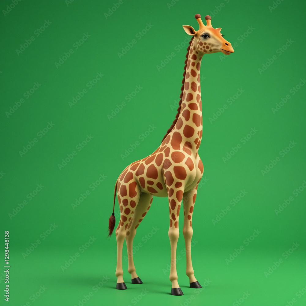 Cartoon Giraffe Green Screen 3D Render Cartoon Giraffe Green Screen 3D Render