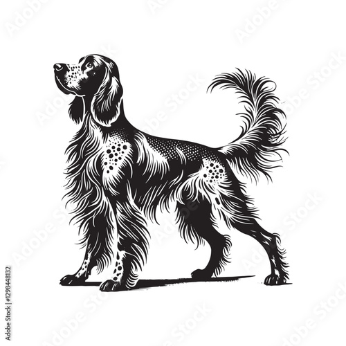 Minimalist English Setter Dog Silhouette - English Setter  Dog Vector - Illustration of English Setter Dog.