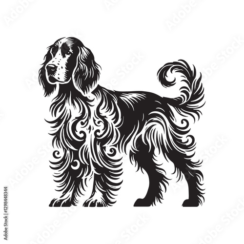 Minimalist English Setter Dog Silhouette - English Setter  Dog Vector - Illustration of English Setter Dog.
