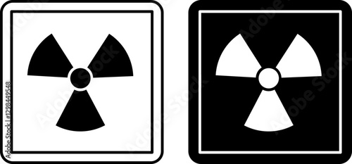 Radiation Signs. Cardboard Packaging Labels. Black and White Vector Icons. Logistics. Warning Symbol, Handle with Caution.