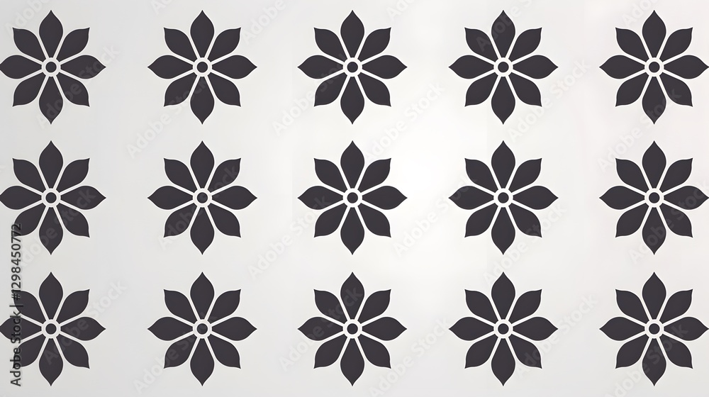 Simple floral pattern showcasing repeated stylized flower illustrations on background Simple floral pattern showcasing repeated stylized flower illustrations on background