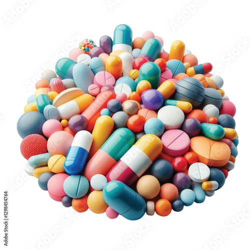 colorful pills on white background