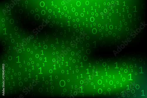 Digital green technology background with binary numbers