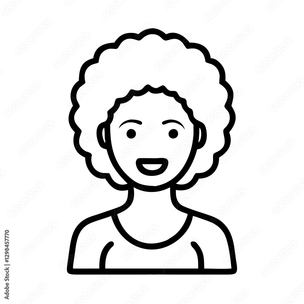 Smiling woman with curly hair line icon Smiling woman with curly hair line icon