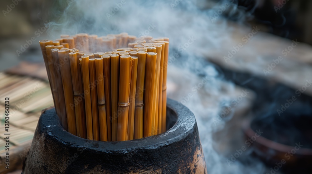 The smoke and fire atmosphere of bamboo sticks The smoke and fire atmosphere of bamboo sticks