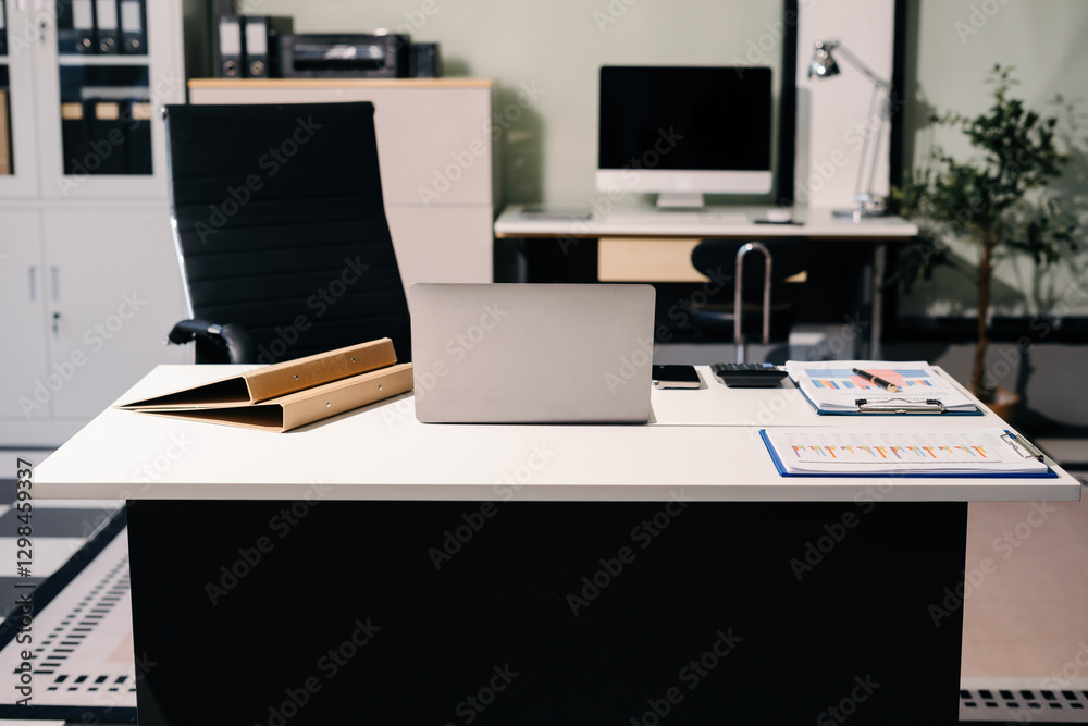 Work place concept, Mock up Blank screen computer desktop with keyboard in office or co-working background. Work place concept, Mock up Blank screen computer desktop with keyboard in office or co-working background.