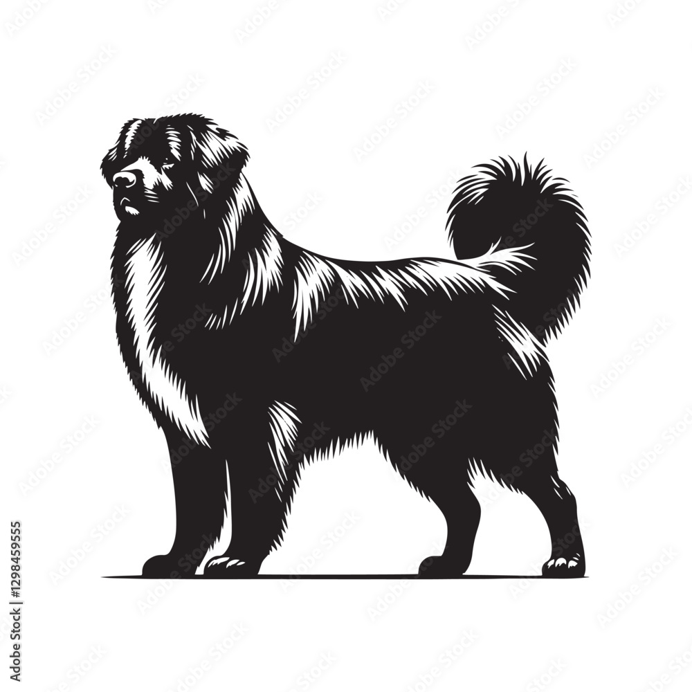 Estrela Mountain Dog Vector - Estrela Mountain Dog Design - Minimalist Estrela Mountain Dog Silhouette.