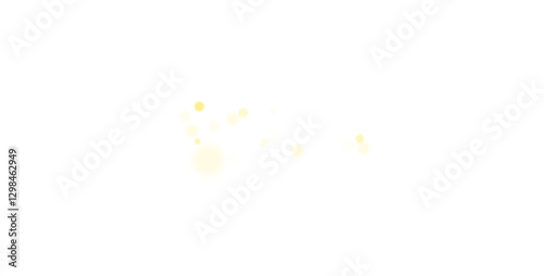 Glowing yellow bokeh lights on a transparent background, soft abstract golden dust effect, isolated shimmer overlay, Christmas sparkle confetti texture, perfect for festive designs, stock vector 