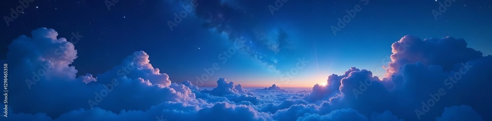 Serene night sky, stars shining over ethereal clouds, pattern, religious, celestial Serene night sky, stars shining over ethereal clouds, pattern, religious, celestial