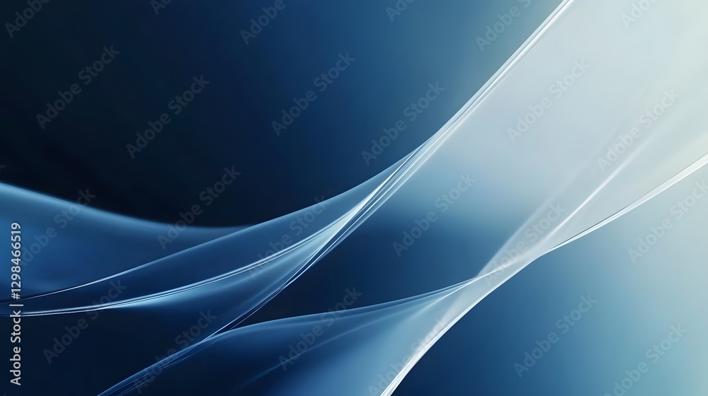 Obraz premium Abstract blue flowing lines and transparent light waves appear