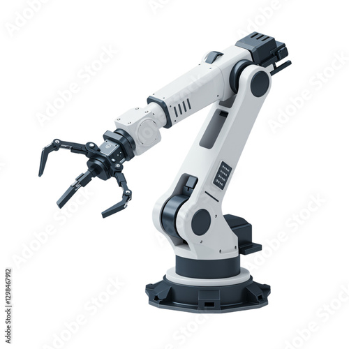 A high-quality 3D rendering of a modern industrial robot arm