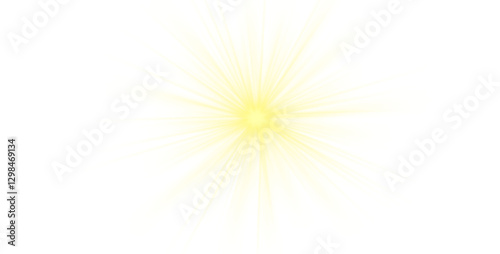PNG Lens flare and sunlight effect with transparent background. Glowing sun rays overlay for realistic lighting transitions, light leaks, and bright reflections. High-quality special effect for stock