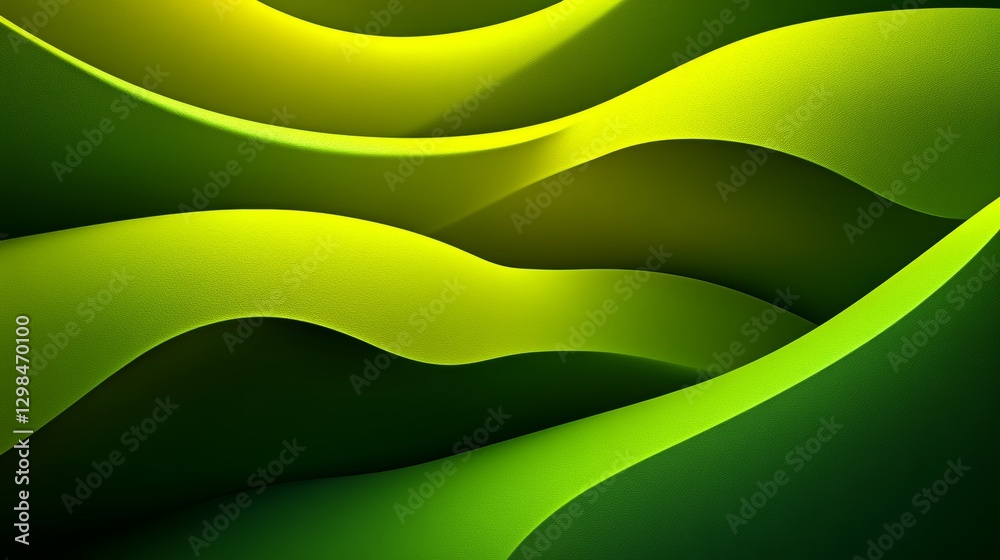 Fototapeta premium Seamless, Abstract 3D Wave Texture Pattern Background in Elegant Monochromatic Green for Design