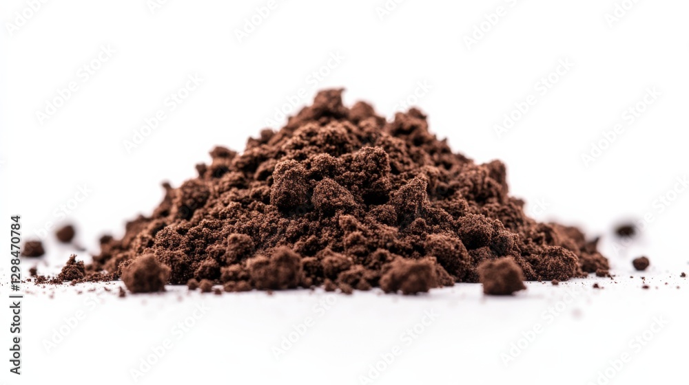 Pile of Brown Powder on White Background Pile of Brown Powder on White Background