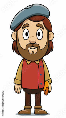 Cartoon artist smiling with palette