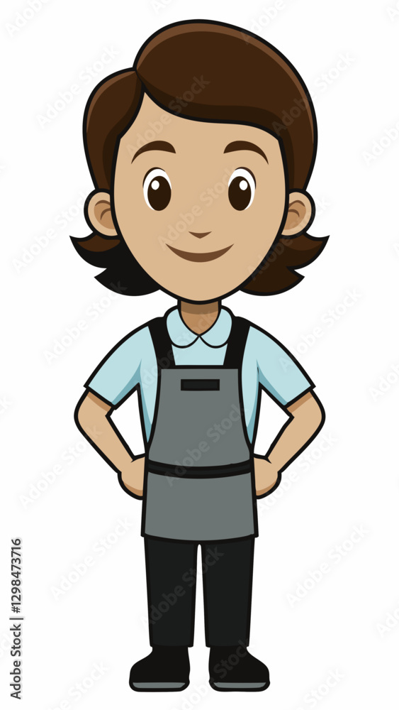Cosmetologist character smiling confidently with hands on hips Cosmetologist character smiling confidently with hands on hips