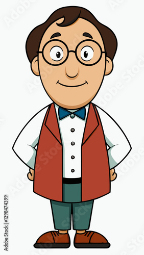 Mathematician character smiling in formal attire