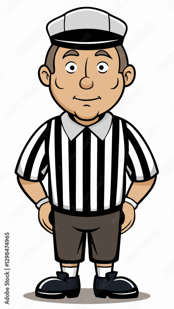 Referee character standing with a neutral expression Referee character standing with a neutral expression