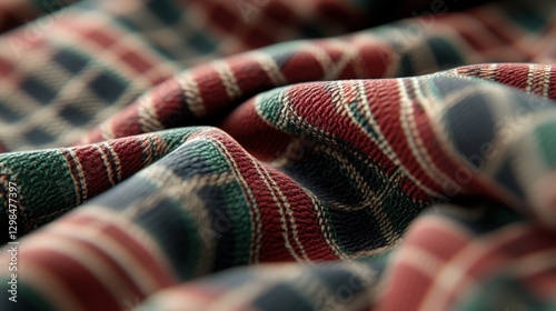 Close-up of rumpled plaid fabric