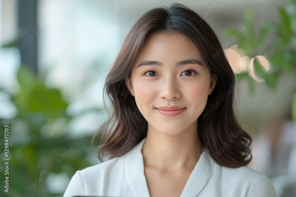 Smiling Asian Woman Portrait in Business Environment Smiling Asian Woman Portrait in Business Environment