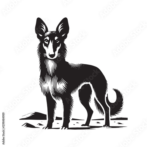 Finnish Hound Dog Silhouette - Minimalist Finnish Hound Dog Vector - Finnish Hound Illustration.