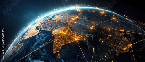 Global network connections over the earth