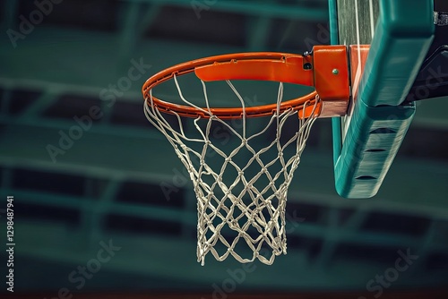 Basketball hoop in an indoor arena photo