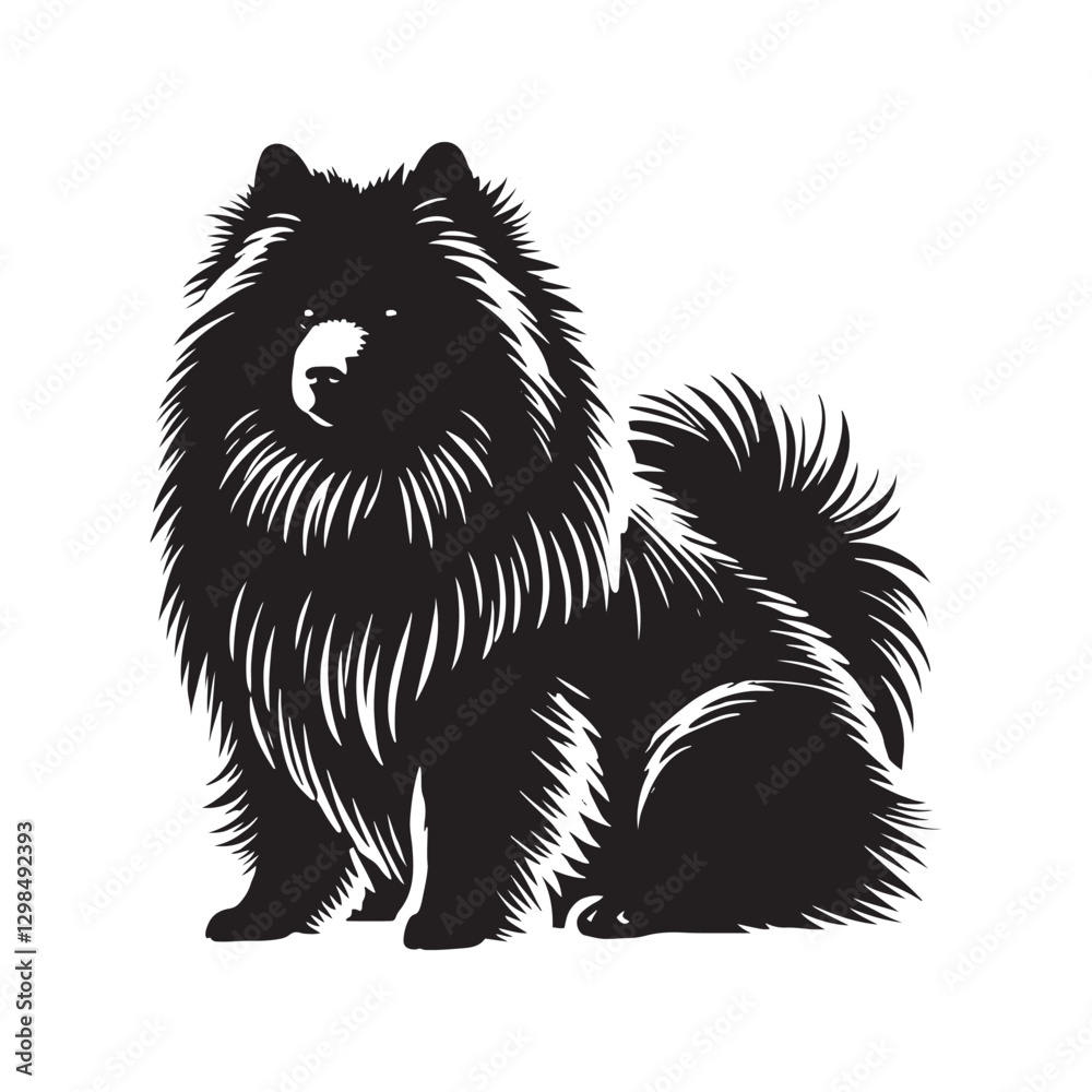 Obraz premium Finnish Lapphund Dog Silhouette - Finnish Lapphund Dog Vector - Minimalist Dog Illustration.