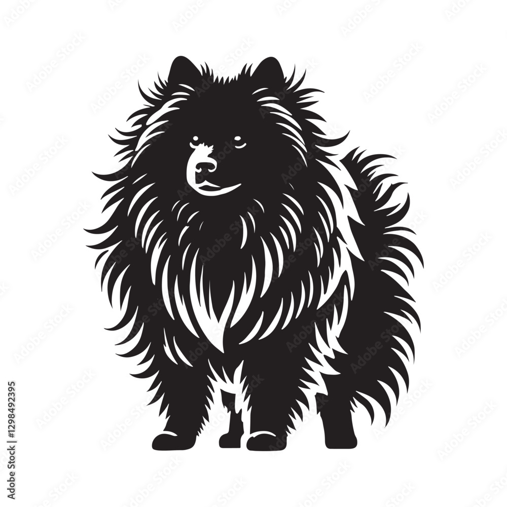 Obraz premium Finnish Lapphund Dog Silhouette - Finnish Lapphund Dog Vector - Minimalist Dog Illustration.