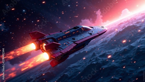 Wallpaper Mural A futuristic spaceship traveling through warp speed in outer space, warp, universe, futuristic Torontodigital.ca