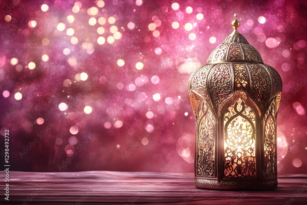 Ornate Ramadan Lantern Festive Background Sparkling Lights Ornate Ramadan Lantern Festive Background Sparkling Lights