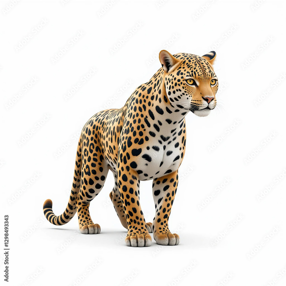 Naklejka premium Majestic Leopard in High-Quality 3D Art