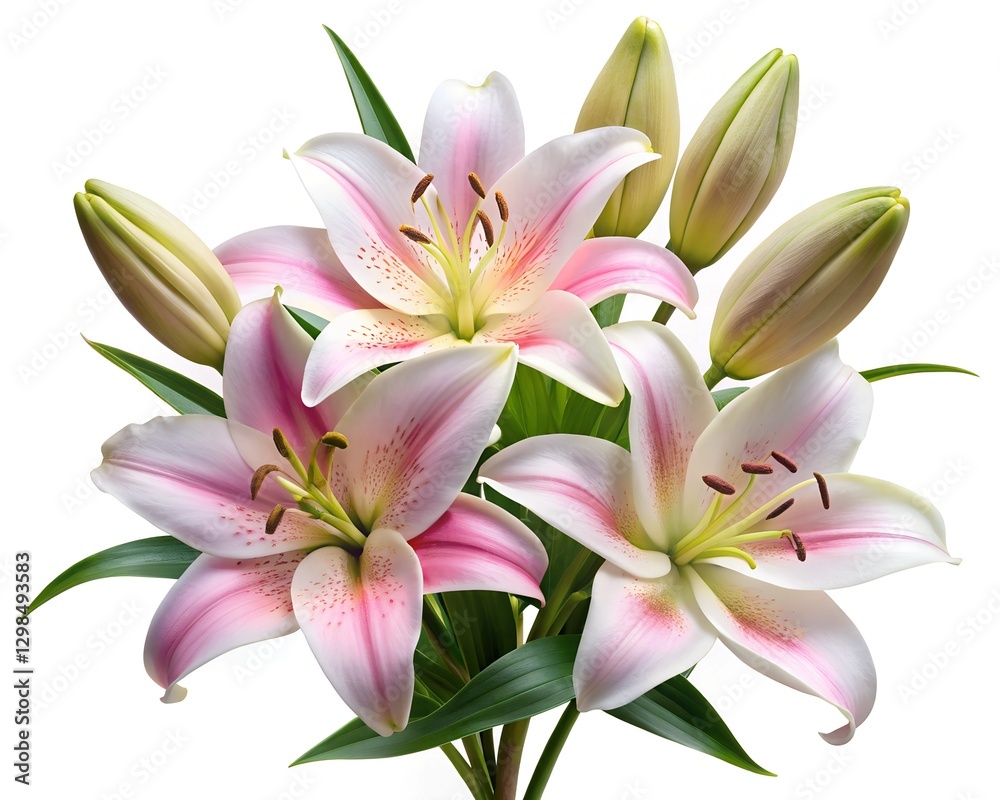 Naklejka premium White lily flower isolated on a white background. 