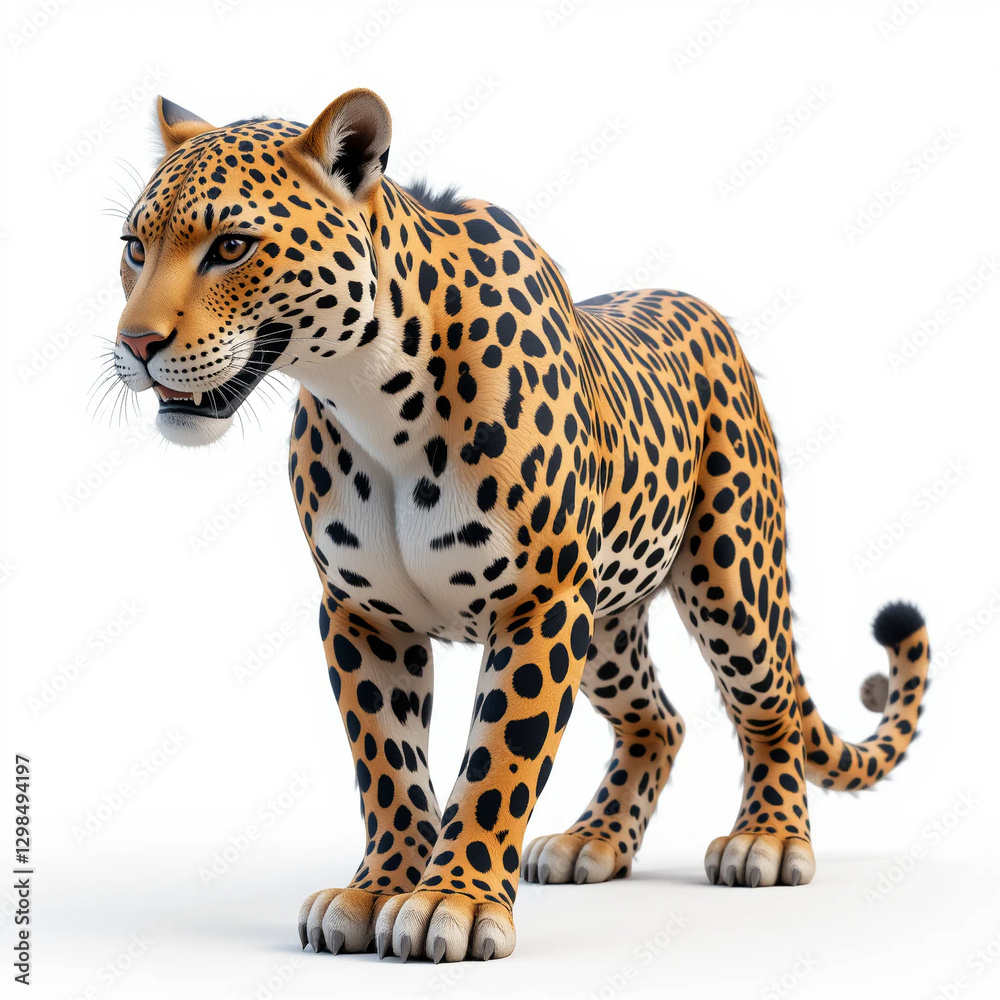 Fototapeta premium Realistic 3D Illustration of a Leopard