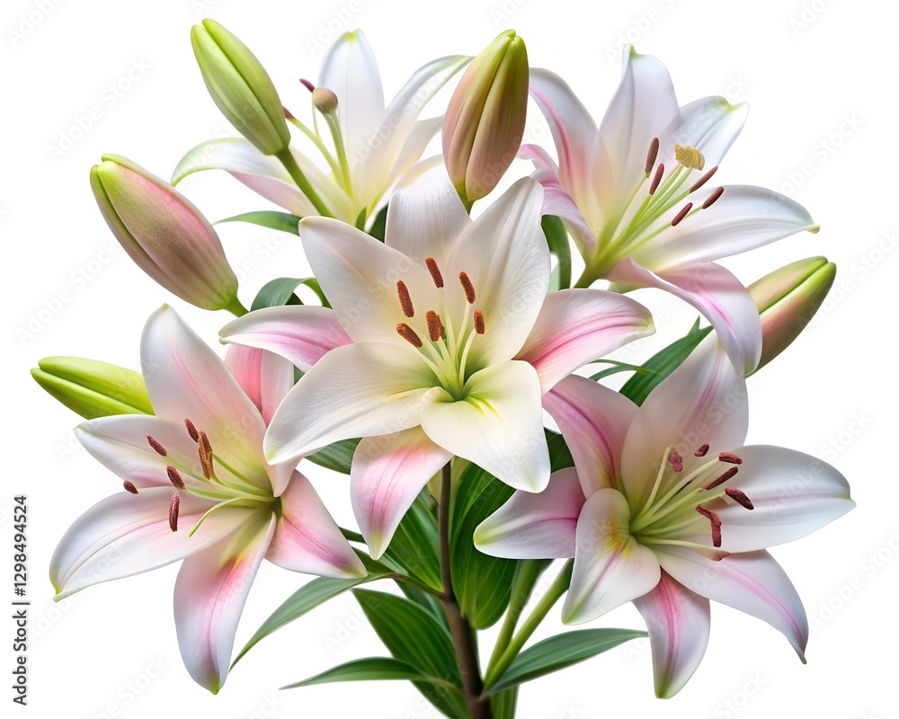 Naklejka premium White lily flower isolated on a white background. 