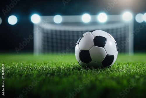 Soccer Ball on Field at Night