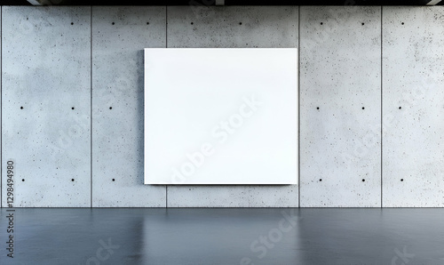 Minimalist Gallery Space with Blank Canvas on Concrete Wall